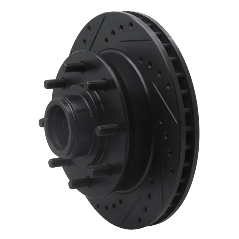 Chevrolet G30 Brake Rotor (1) - Front Left - R1 Concepts - Drilled & Slotted - Black - `92-`02